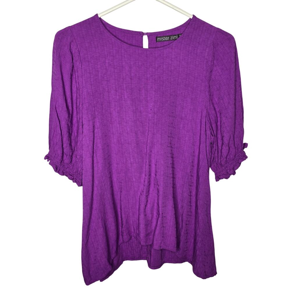 Mister Zimi Purple Textured High-Low Hem Blouse Size 6